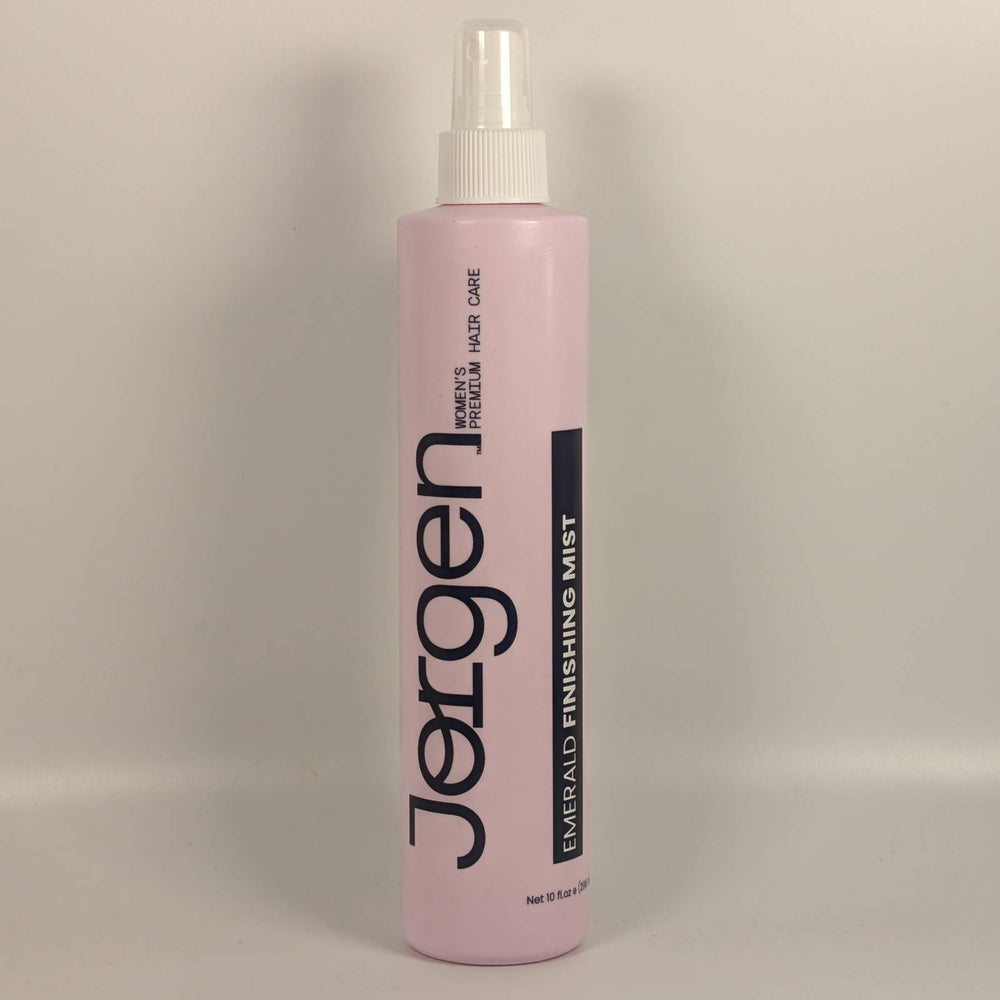 Front of Jorgen Emerald Finishing Mist 10 oz bottle – made in USA