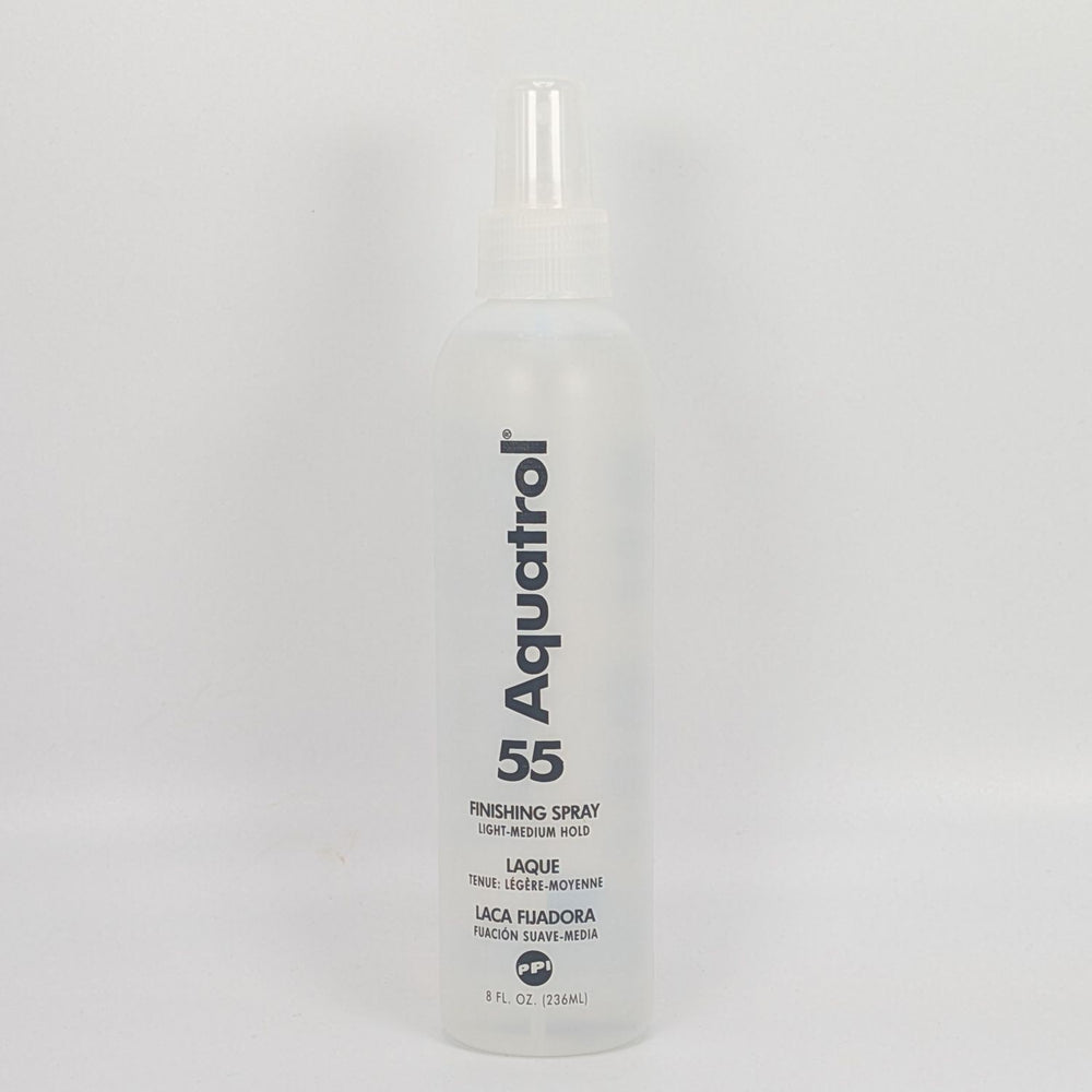 Aquatrol 55 finishing spray light-medium hold. Alcohol reduced