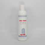 Shampoo bottle labeled 'select blends' with 'apollo' branding 