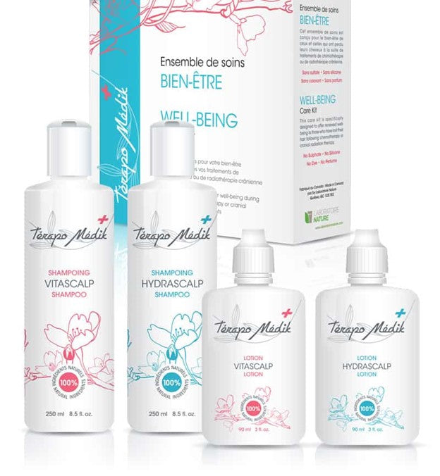 This care kit is specifically designed to offer renewed well-being to those who have lost their hair following chemotherapy or cranial radiation therapy.